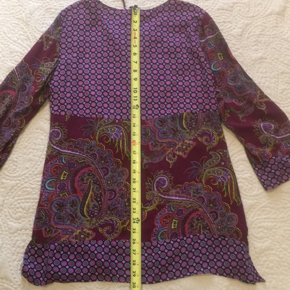 Olive Hill Mixed Print Purple Paisley Relaxed Tunic Top size Medium - Picture 15 of 15